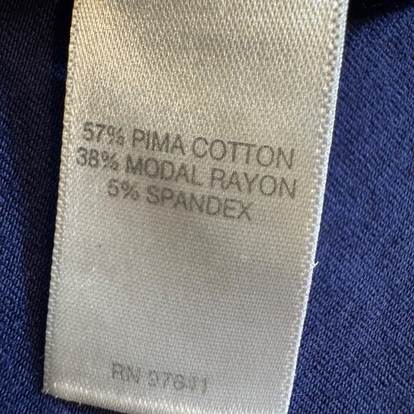 J. Jill dress Ink blue short sleeved knit open button neck layered back Sz S - Picture 9 of 9